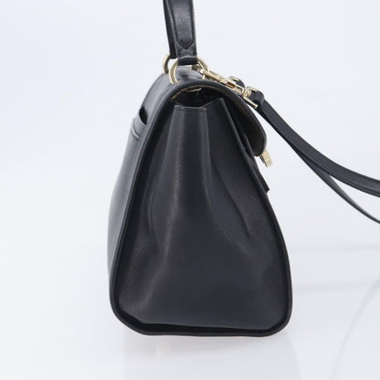Salvatore Ferragamo Sofia Rainbow Saddle Leather, Black, Leather, Handbag