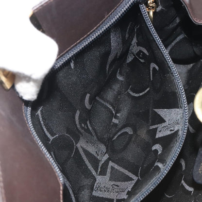 Salvatore Ferragamo Vintage Gancini Chain Leather, Brown, Leather, Shoulder Bag