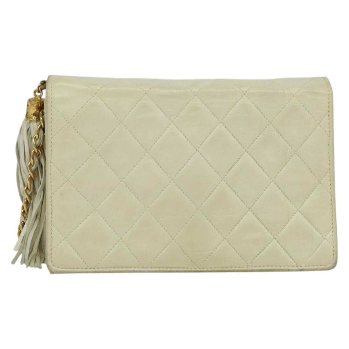 Chanel Camera, White, Leather, clutch