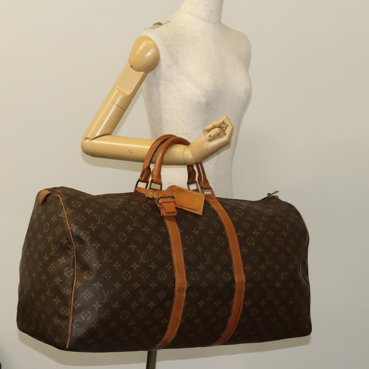 Louis Vuitton Keepall 60, Brown, Canvas, travel