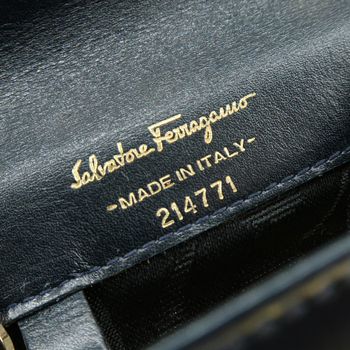 Salvatore Ferragamo Gancini Leather, Navy, Leather, Crossbody Bag