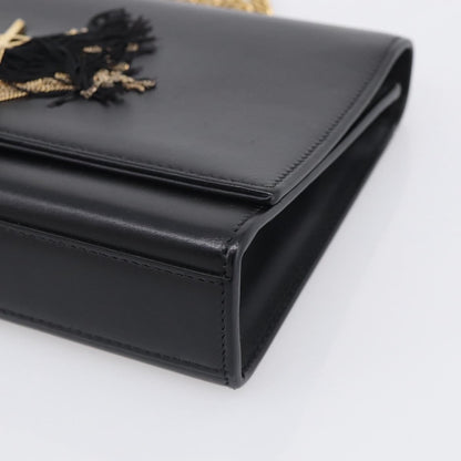 Saint Laurent Classic Monogram Tassel Leather, Black, Leather, Crossbody Bag