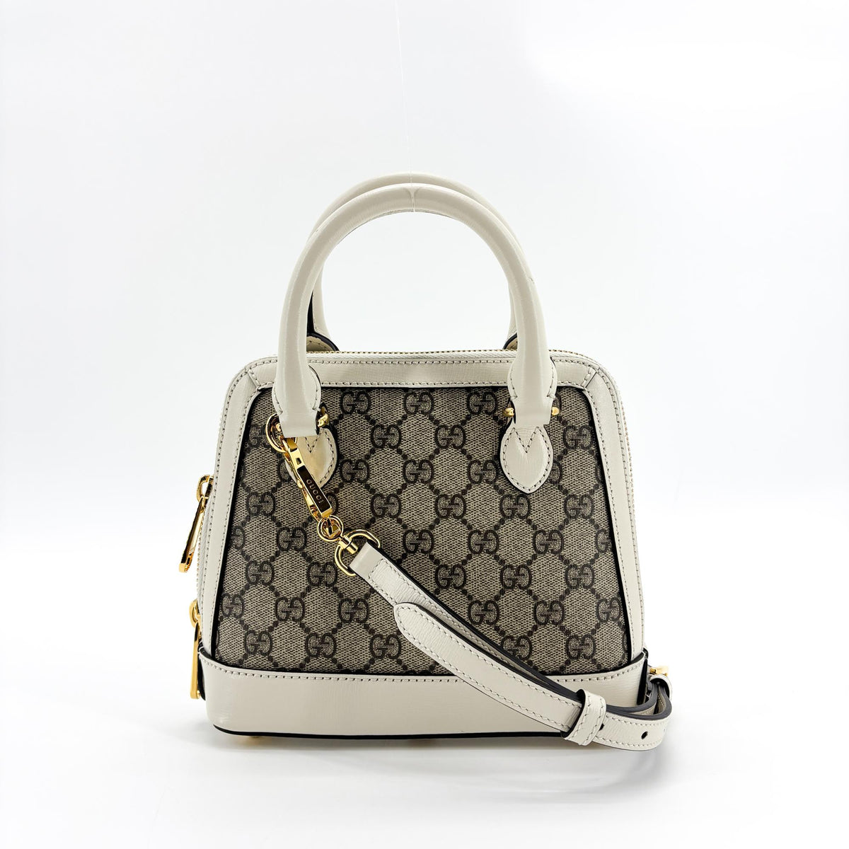 Gucci Horsebit 1955 Top Handle GG Coated Canvas with Leather, Beige, Canvas, Handbag