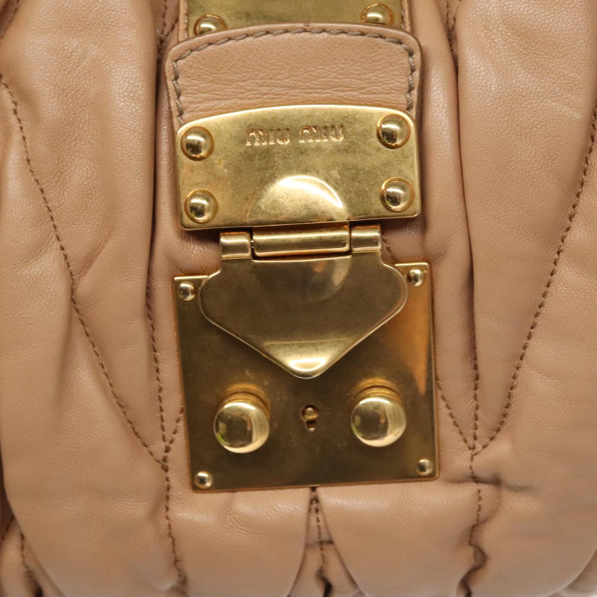 Miu Miu Matelassé, Brown, Leather, handbag