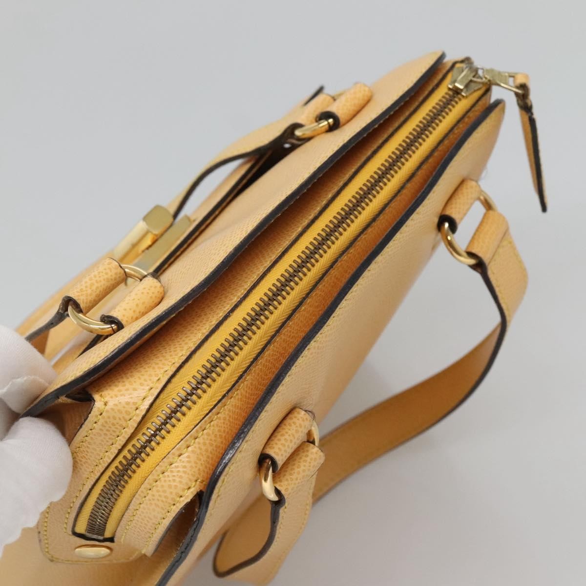 Celine Vintage Turnlock Leather, Yellow, Leather, Handbag