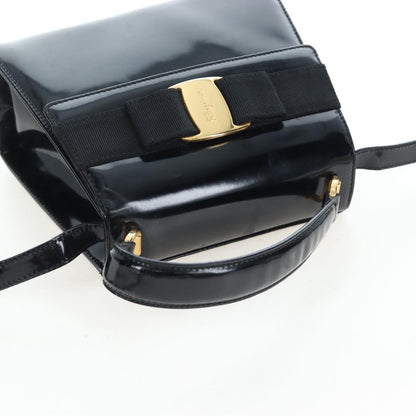 Salvatore Ferragamo Vala Patent Leather, Black, Patent Leather, Shoulder Bag
