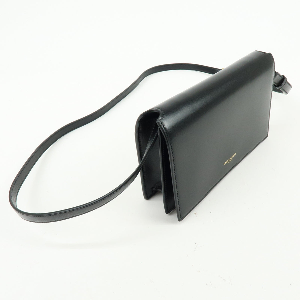 Saint Laurent Paris Chain Leather, Black, Leather, Crossbody Bag