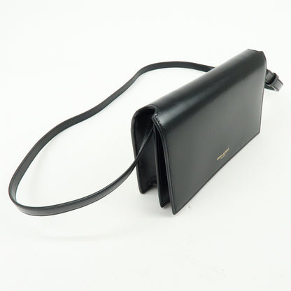 Saint Laurent Paris Chain Leather, Black, Leather, Crossbody Bag
