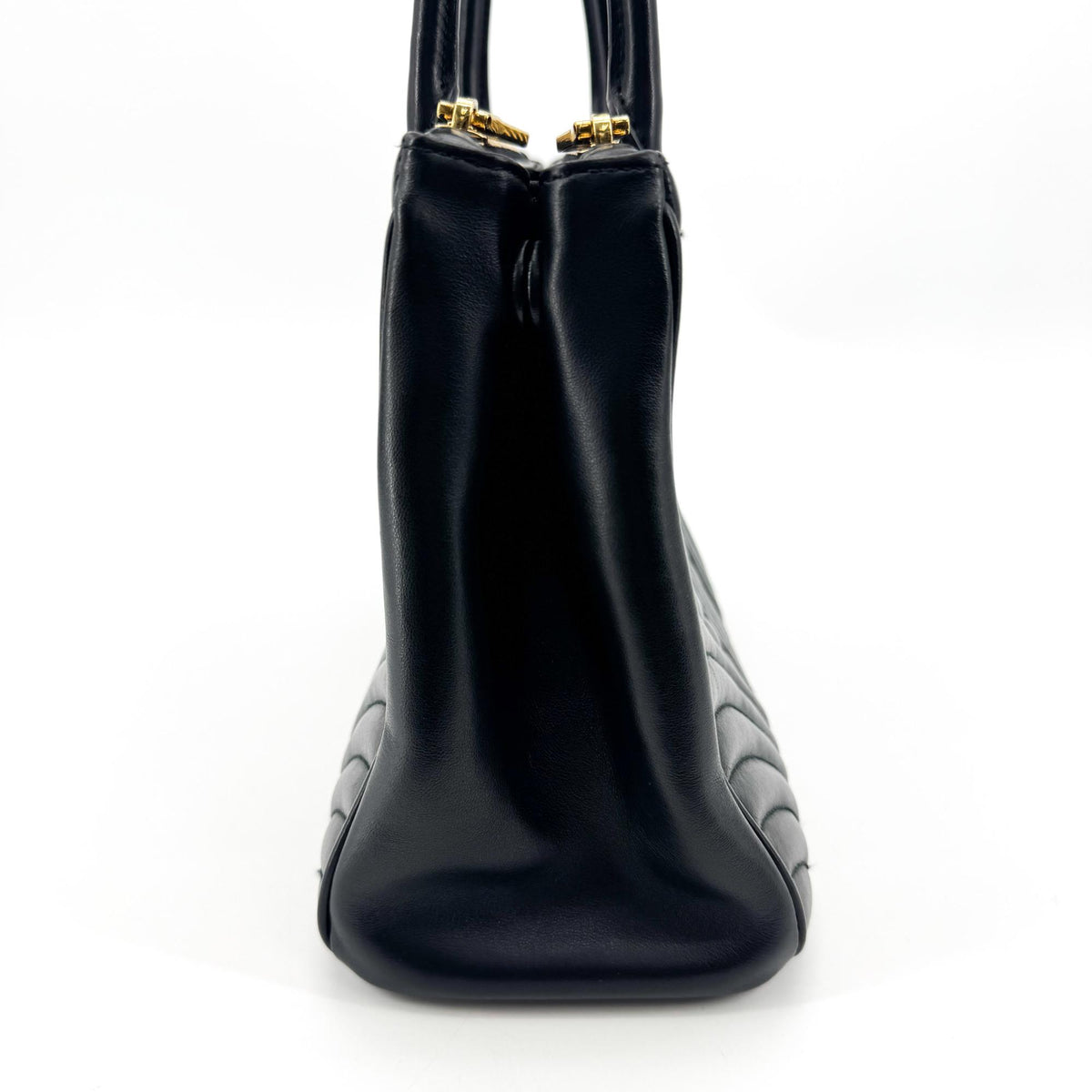 Prada Double Zip Diagramme Quilted Leather, Black, Leather, Tote Bag