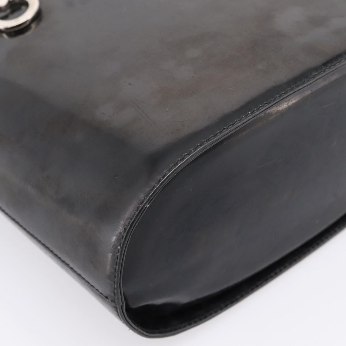 Salvatore Ferragamo Gancini Top Handle Patent leather, Black, Patent Leather, Handbag