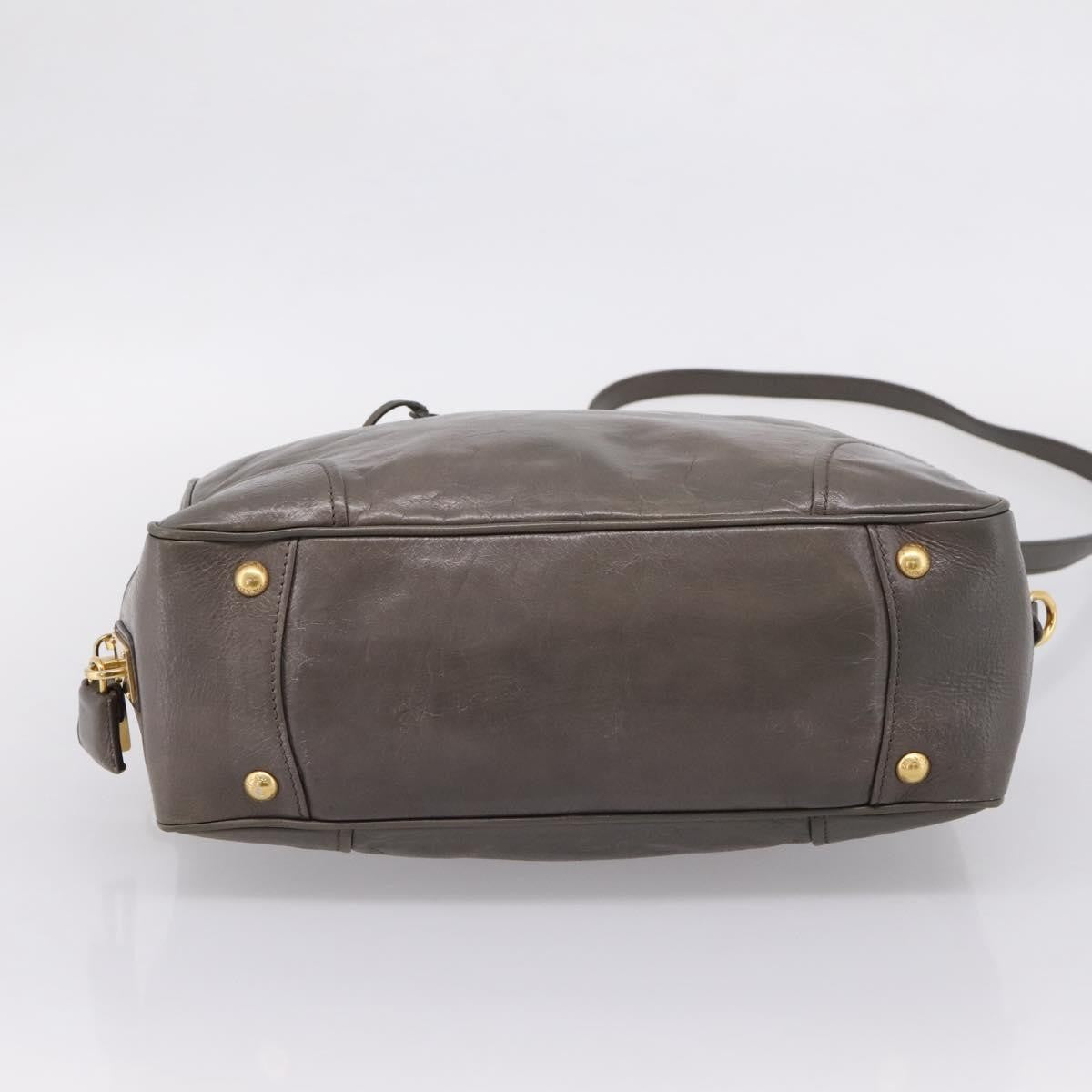 Prada Convertible Bauletto Vitello Shine, Gray, Leather, Handbag
