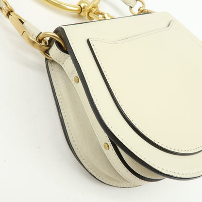 Chloe Nile Studded Suede and Leather, White, Leather, Crossbody Bag