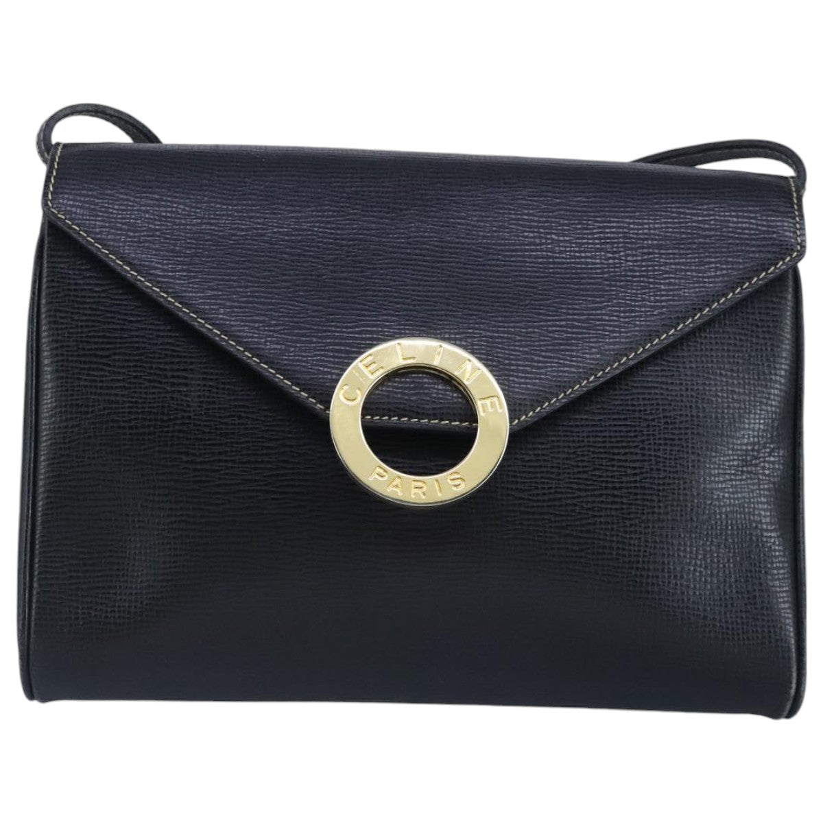 Céline Logo du cercle, Black, Leather, shoulder