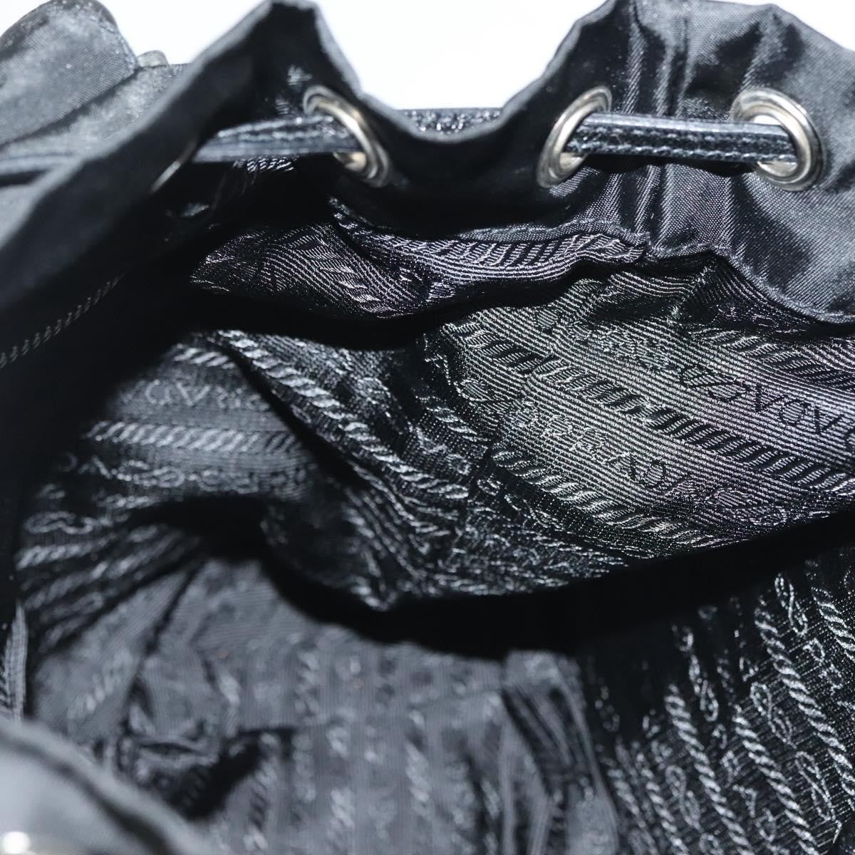 Prada Double Pocket Drawstring Tessuto, Black, Nylon, Shoulder Bag