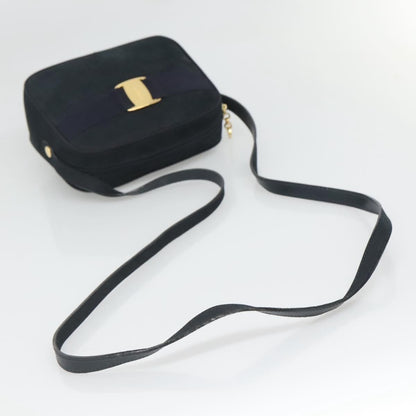 Salvatore Ferragamo Vara Bow camera Suede, Navy, Suede, Shoulder Bag