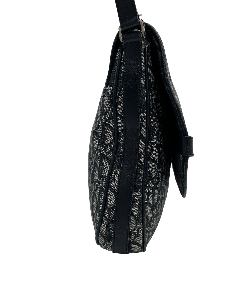 Christian Dior Vintage CD Flap Messenger Bag Diorissimo Canvas, NAVY, CANVAS, Shoulder bag