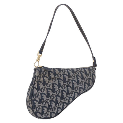 Christian Dior Vintage Saddle Bag Canvas, Navy, Canvas, Clutch