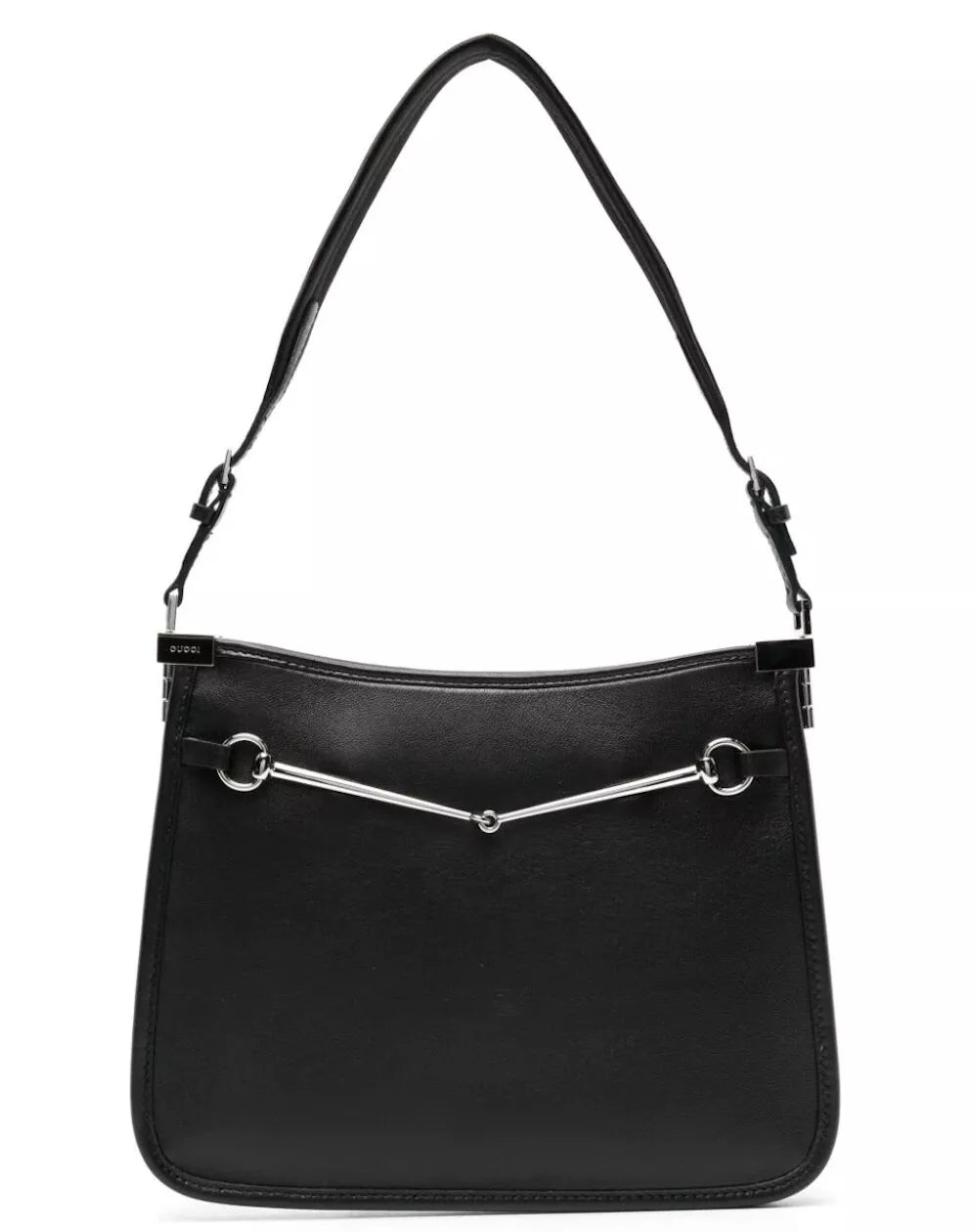 Gucci horsebit shoulder bag leather, BLACK, LEATHER, Shoulder bag