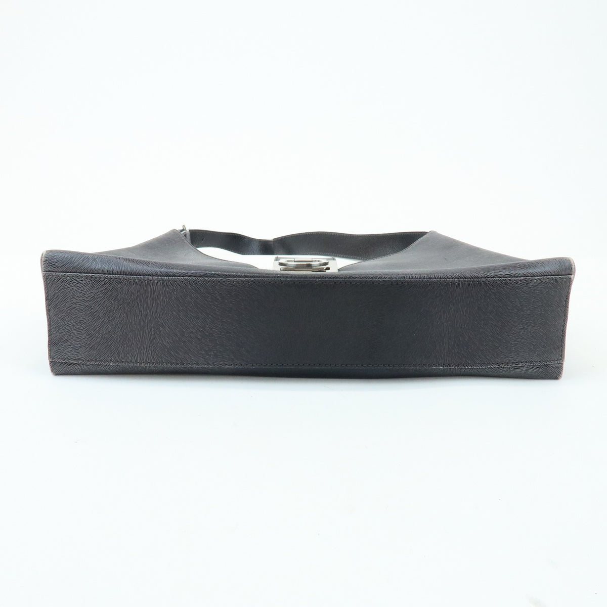 Salvatore Ferragamo Gancio Flap Hobo Leather, Black, Leather, Shoulder Bag