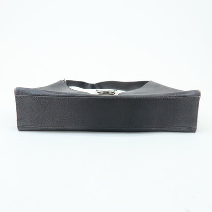 Salvatore Ferragamo Gancio Flap Hobo Leather, Black, Leather, Shoulder Bag