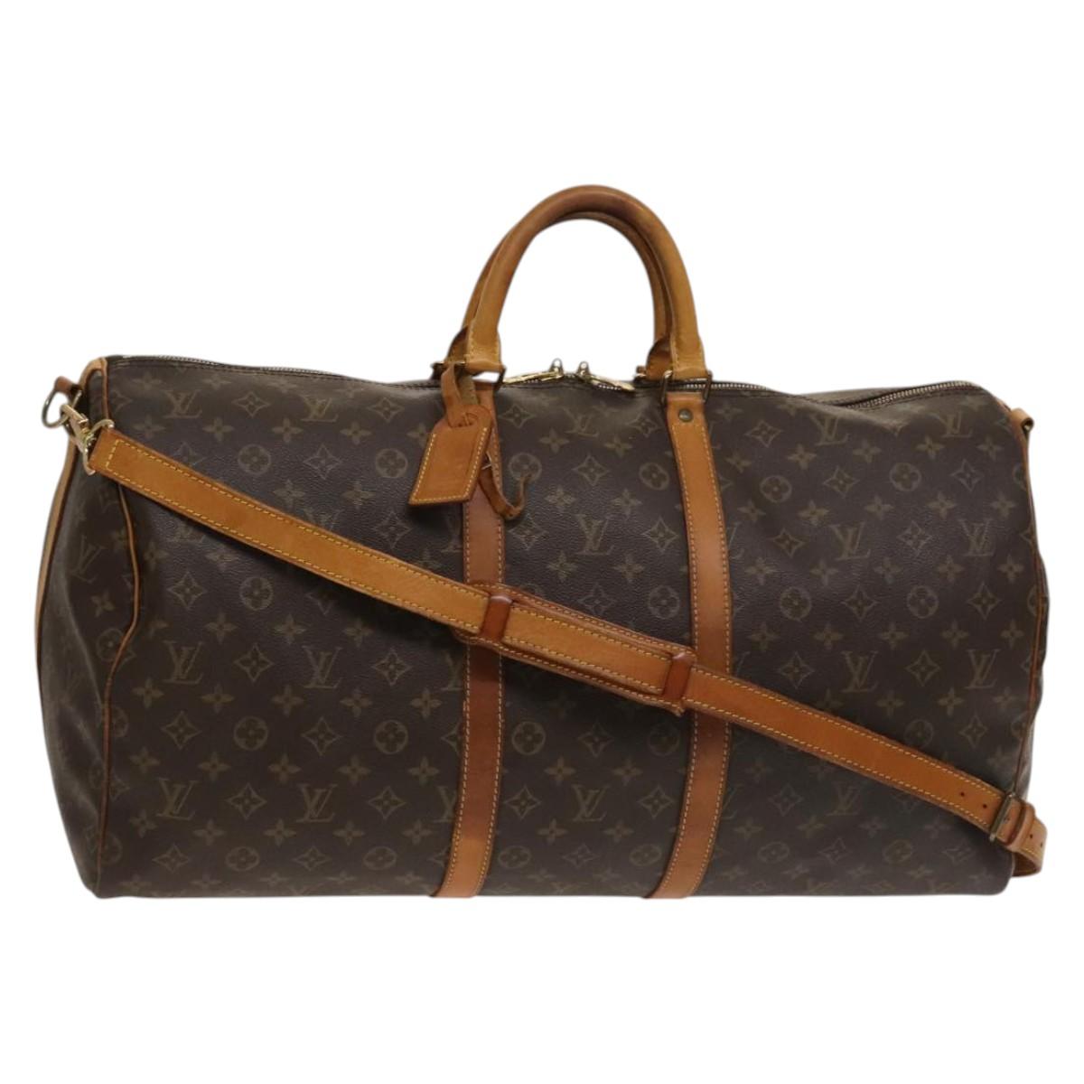 Louis Vuitton Keepall Bandouliere 55, Black, Canvas, travel