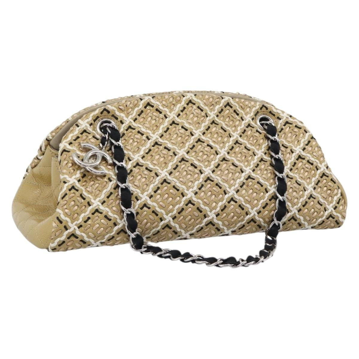 Chanel Just Mademoiselle Quilted Patent, Beige, Patent Leather, Handbag
