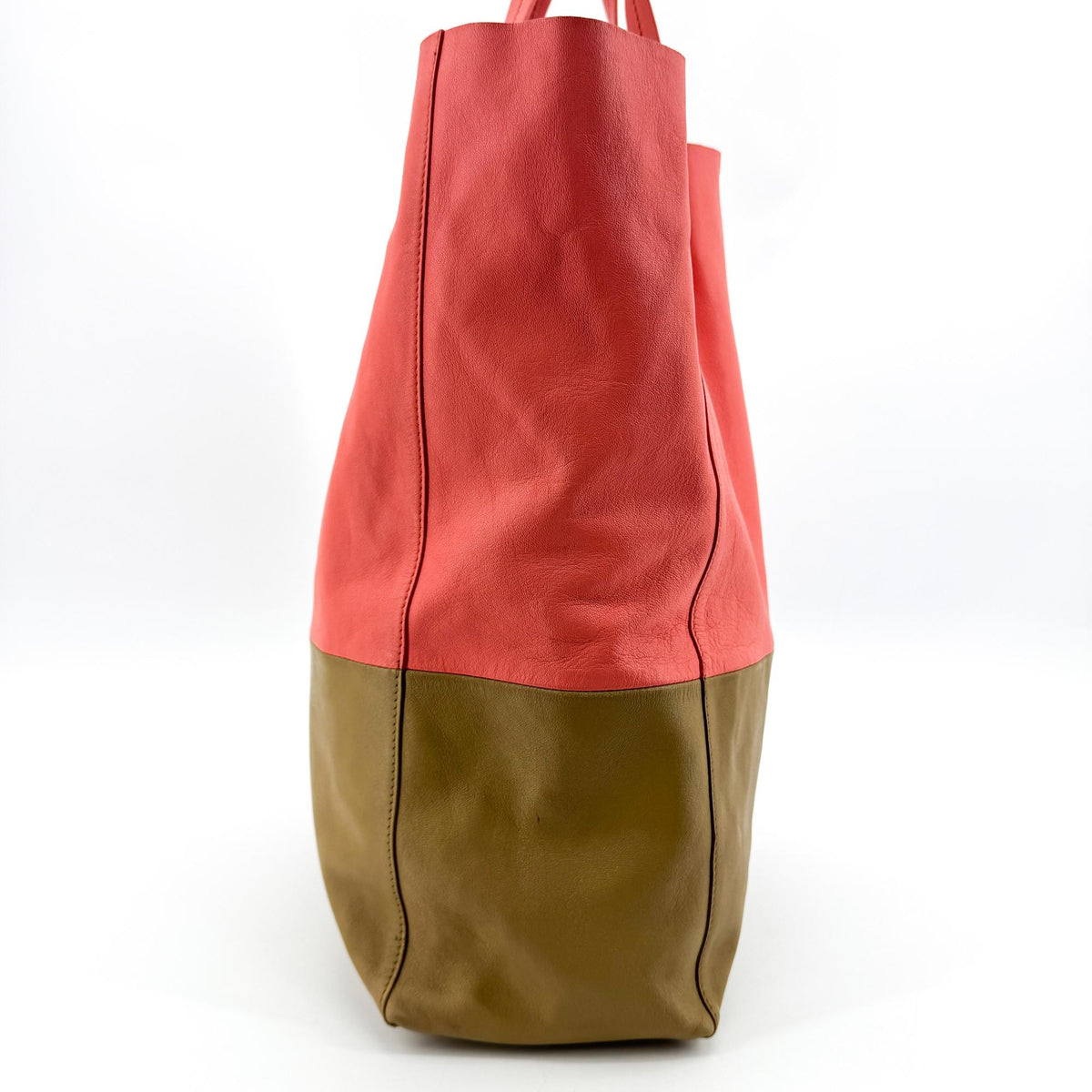 Celine Vertical Bi-Cabas Leather, Pink, Leather, Tote Bag
