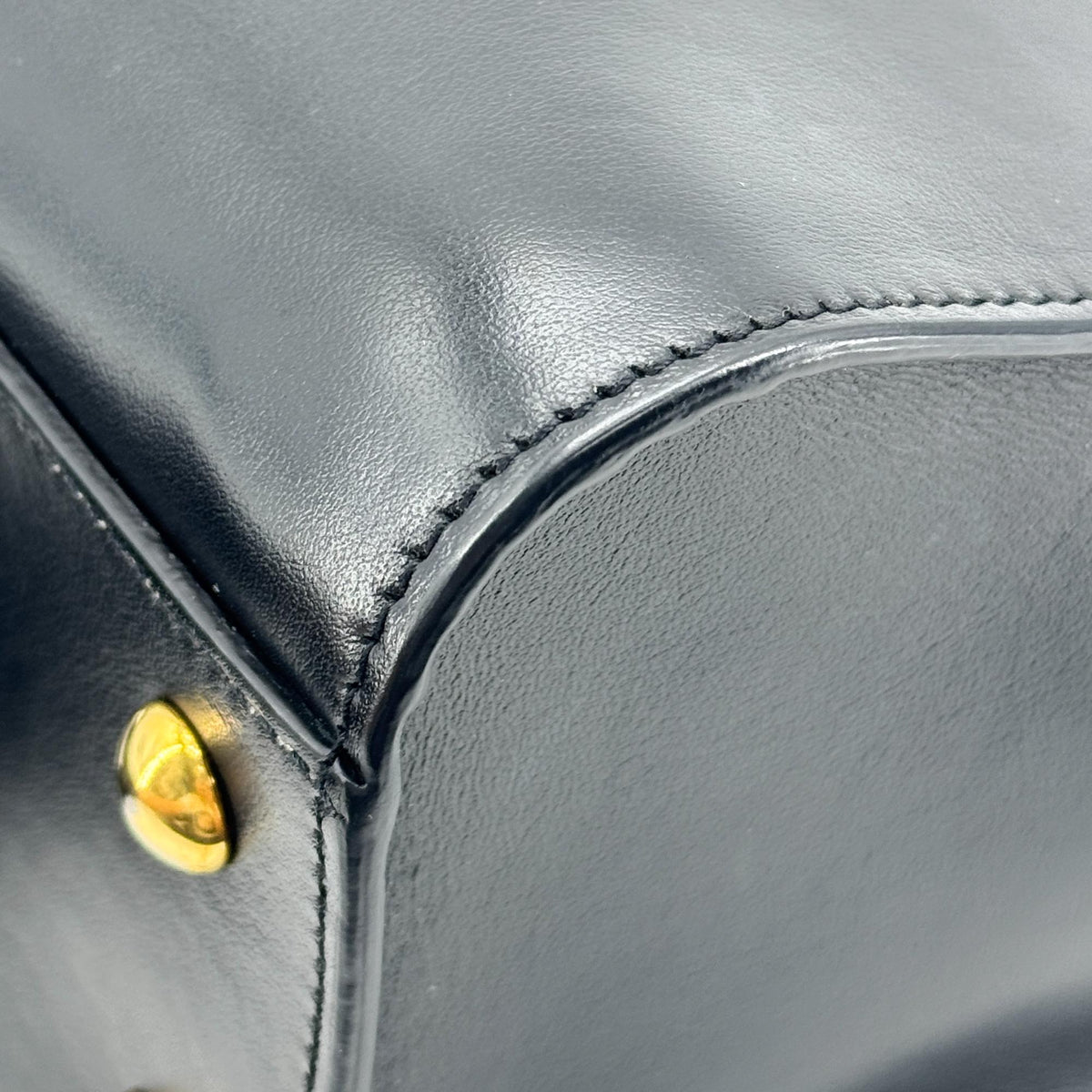Saint Laurent Convertible Monogram Cabas Leather, Black, Leather, Tote Bag