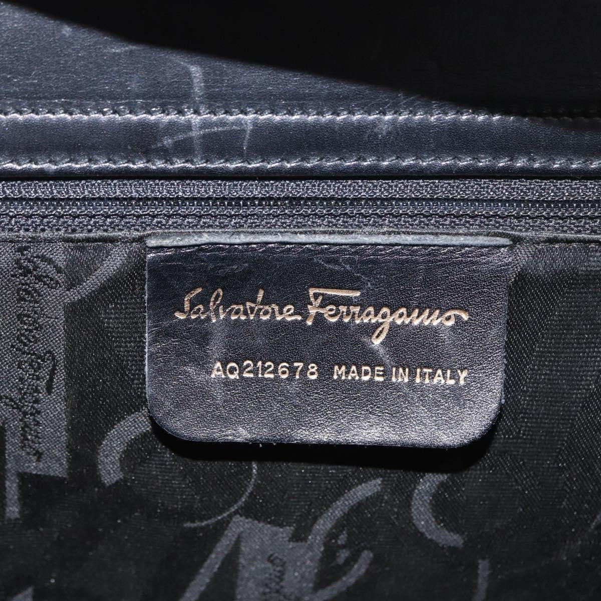 Salvatore Ferragamo Gancini Leather, Black, Leather, Handbag