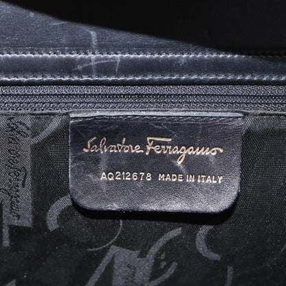 Salvatore Ferragamo Gancini Leather, Black, Leather, Handbag