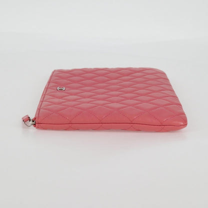 Chanel CC Casino O Case Clutch Quilted Lambskin, Pink, Leather, Clutch