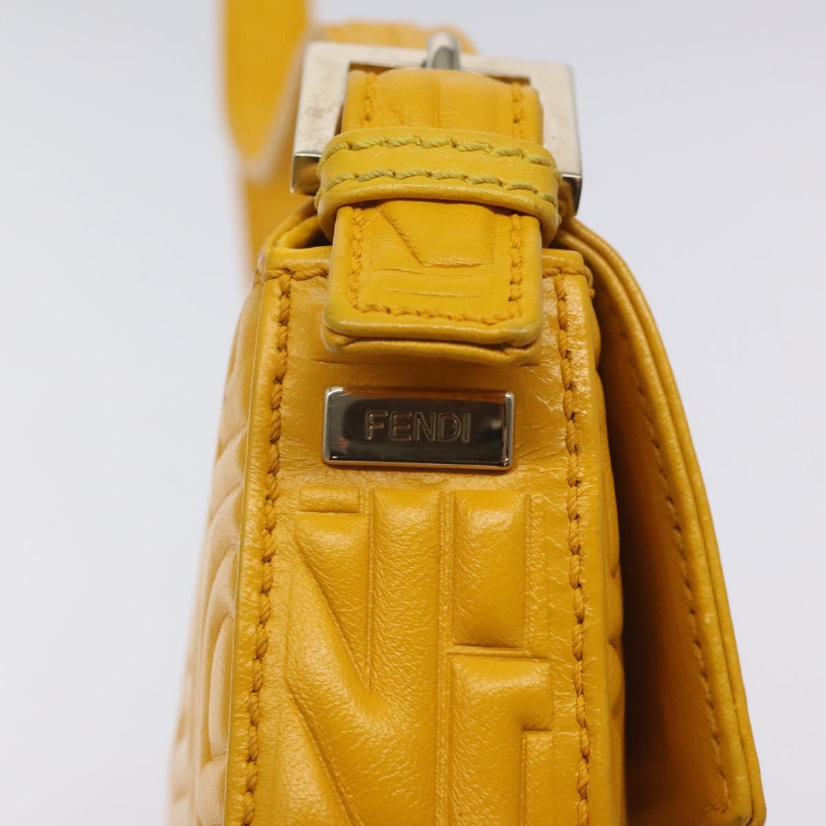Fendi Mamma Baguette Shoulder Bag Canvas, YELLOW, LEATHER, Shoulder bag