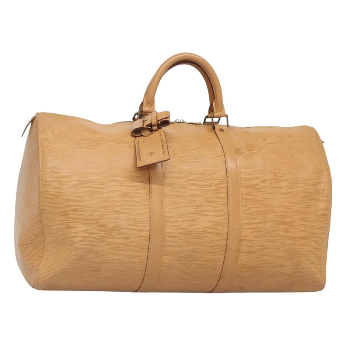 Louis Vuitton Keepall 50, Beige, Leather, travel