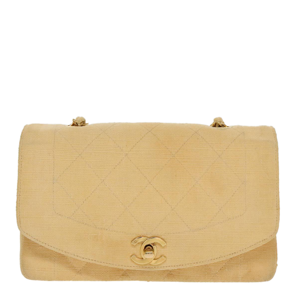 Chanel Diana, Yellow, Canvas, shoulder