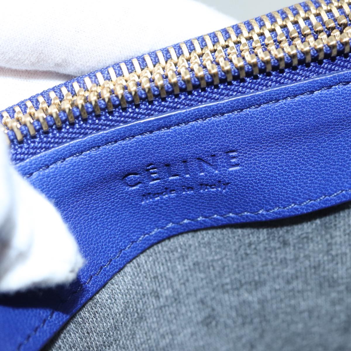 Céline Trio, Blue, Leather, shoulder