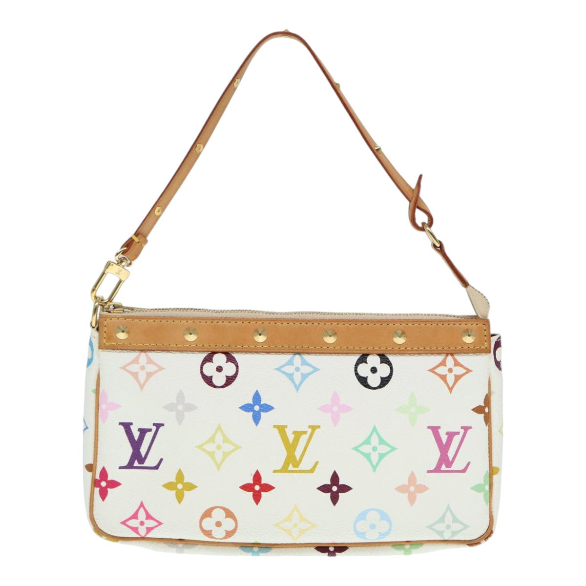 Louis Vuitton Pochette Accessoire, White, Canvas, clutch