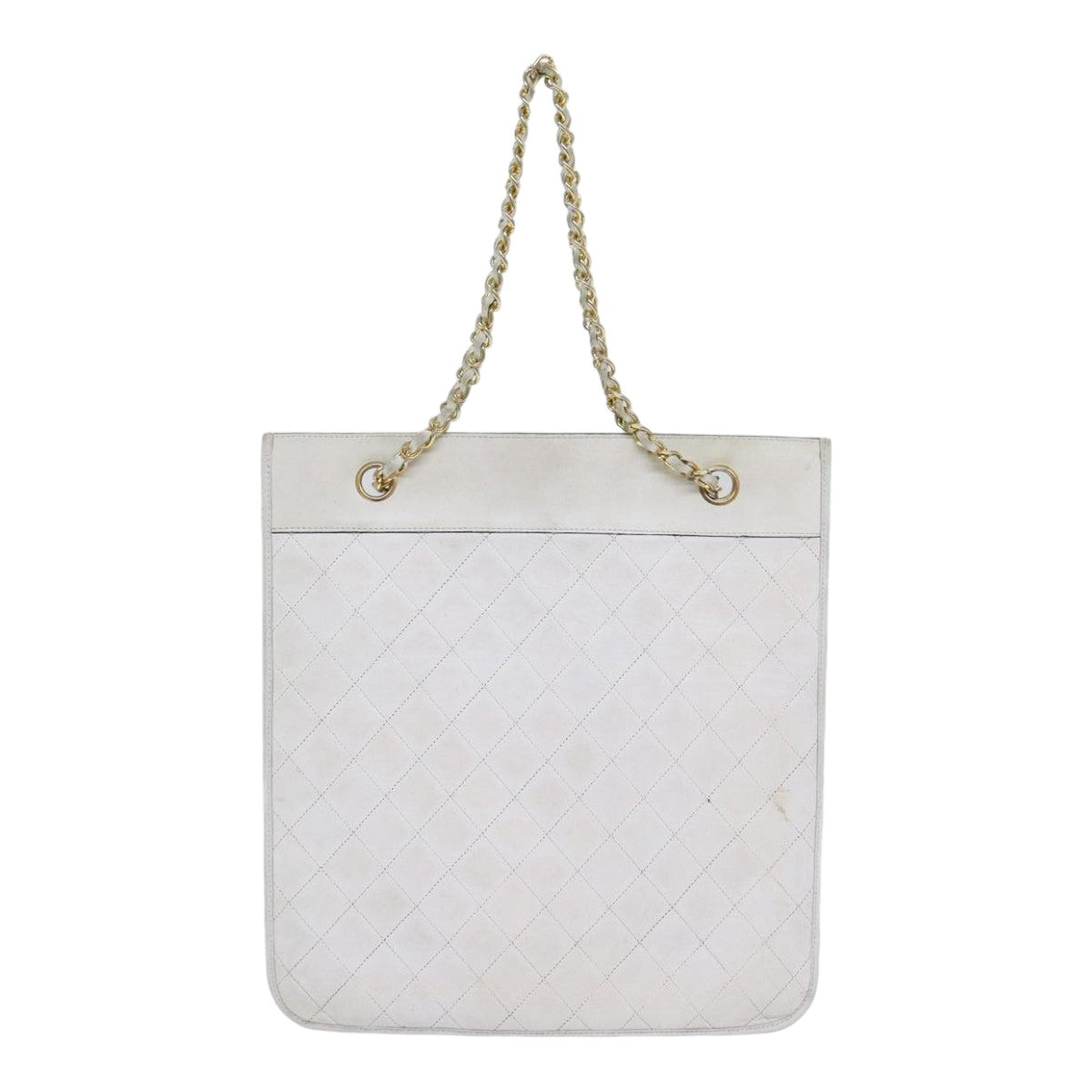 Chanel Matelassé, White, Leather, shoulder