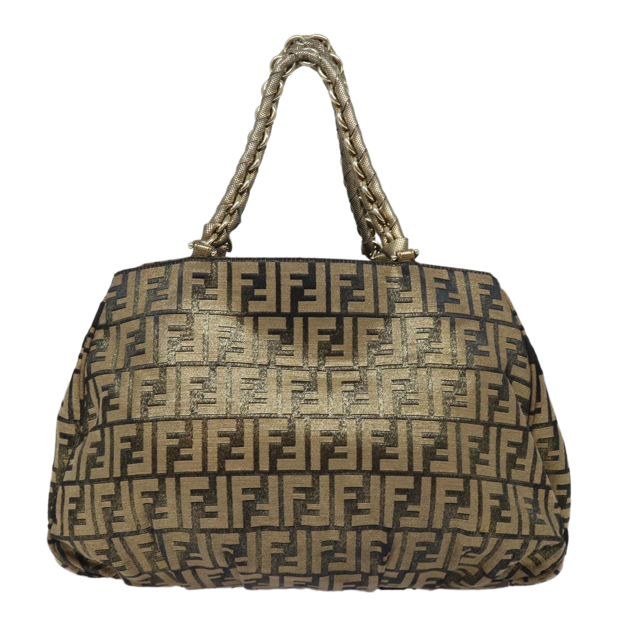 Fendi Zucca, Gold, Canvas, handbag