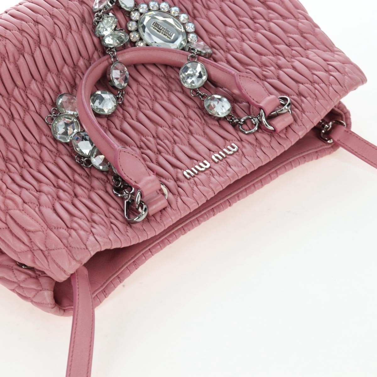 Miu Miu Crystal Turnlock Convertible Satchel Leather, Pink, Leather, Shoulder Bag
