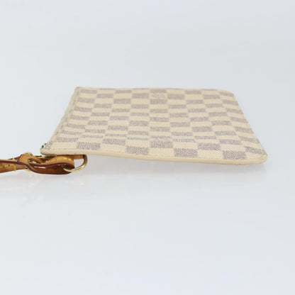 Louis Vuitton Neverfull Pochette Damier, White, Canvas, Clutch