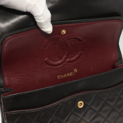 Chanel Vintage Classic Double Flap Bag Quilted Lambskin, BLACK, LEATHER, Shoulder bag