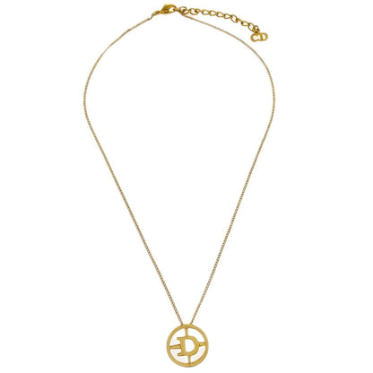Christian Dior CD Round Pendant Metal, Gold, Gold Plated, Necklace