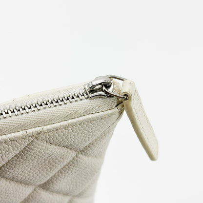 Chanel Classic O Case Quilted Caviar, White, Leather, Clutch