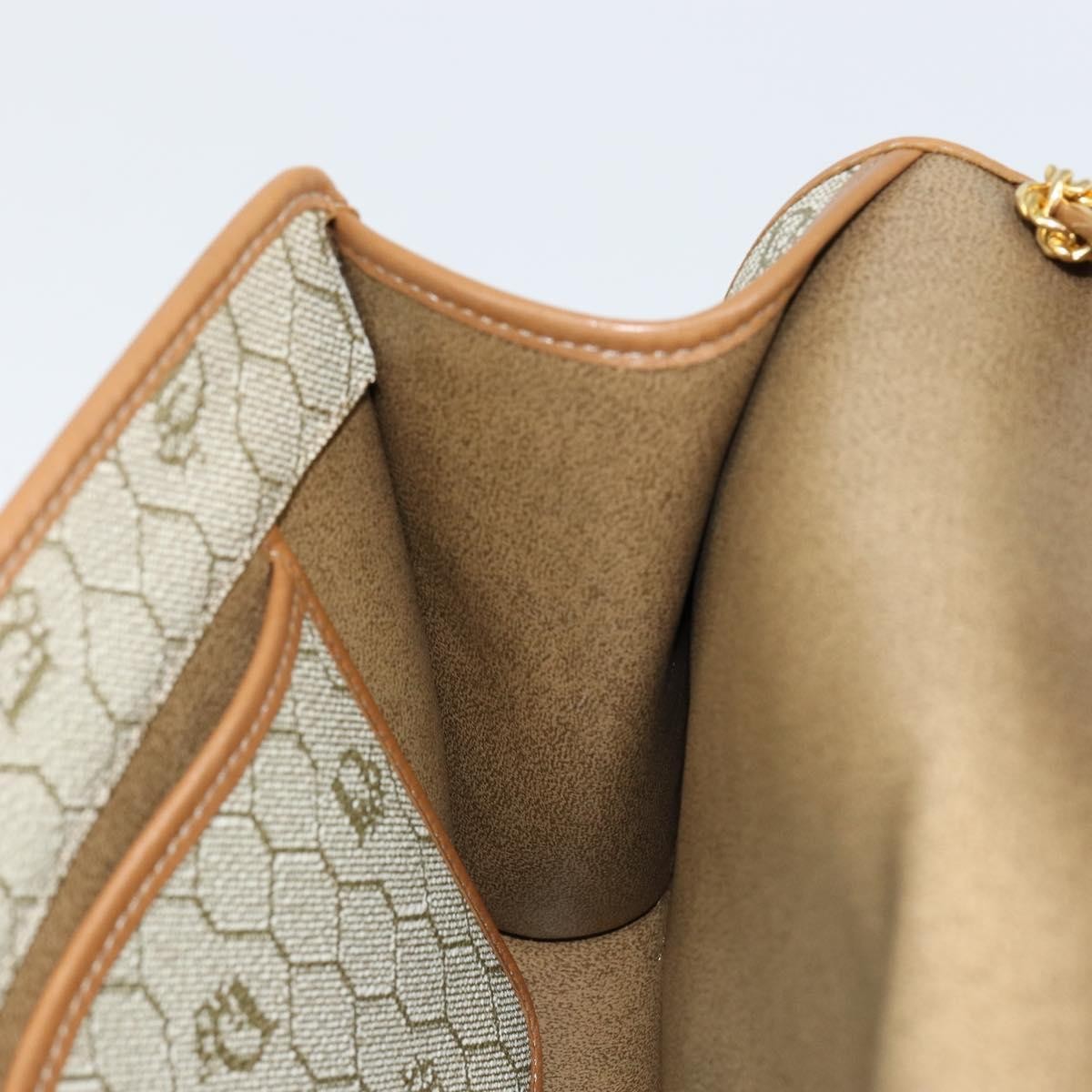 Christian Dior Vintage Honeycomb chain Canvas, Beige, Canvas, Shoulder Bag