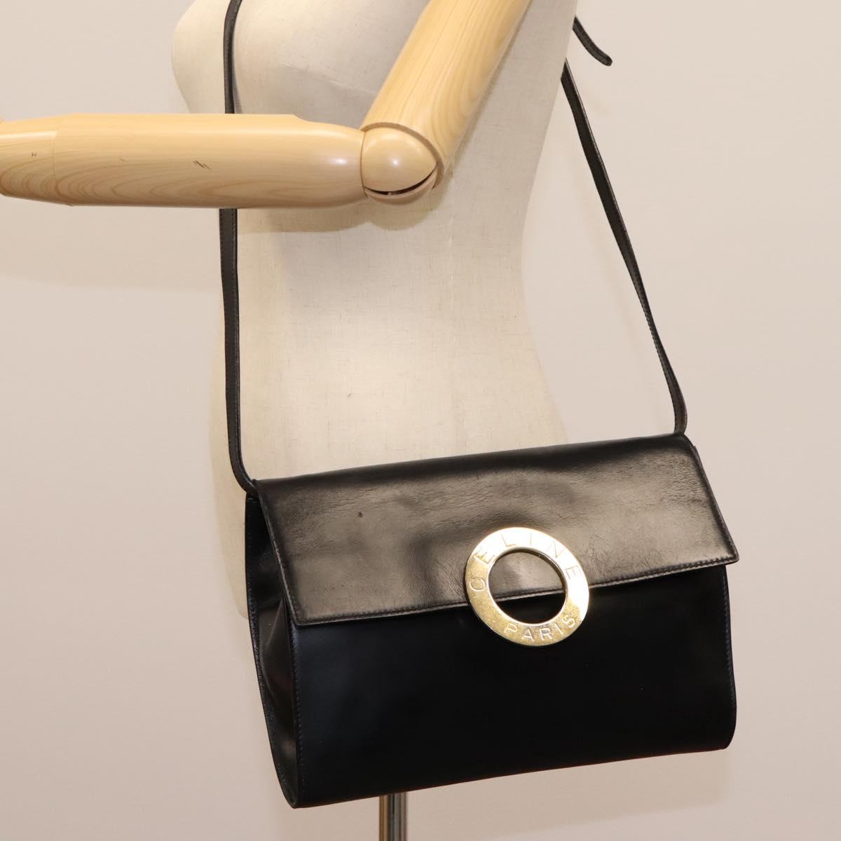 Céline Logo du cercle, Black, Leather, shoulder
