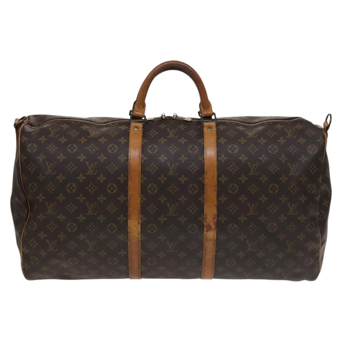 Louis Vuitton Keepall Bandoulière 60, Brown, Canvas, travel