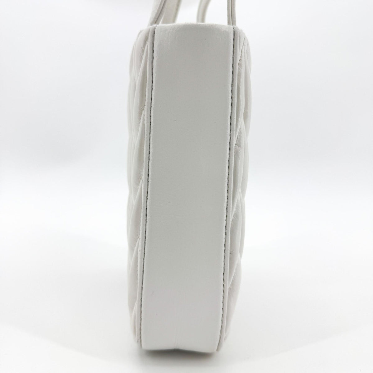Miu Miu Matelassé Nappa Leather Top Handle Bag Leather, White, Leather, Clutch
