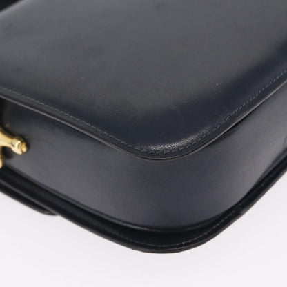 Celine Shoulder Leather, Navy, Leather, Shoulder Bag