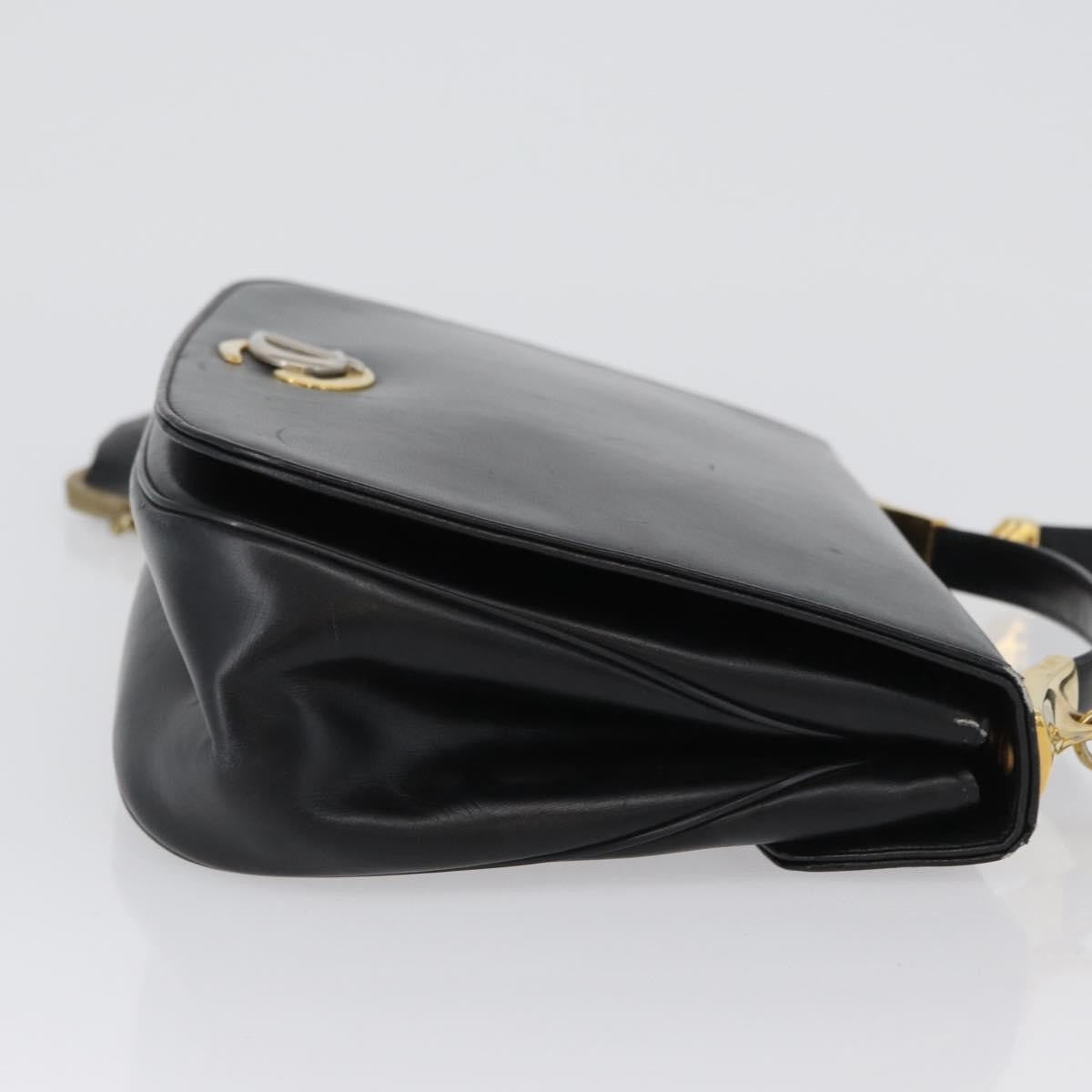 Christian Dior Vintage CD Logo Leather, Black, Leather, Shoulder Bag