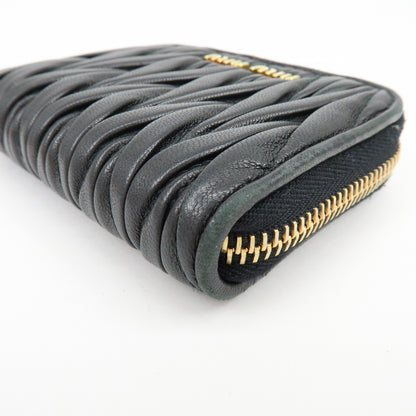 Miu Miu Zip Around Matelasse Leather, Black, Leather, Wallet